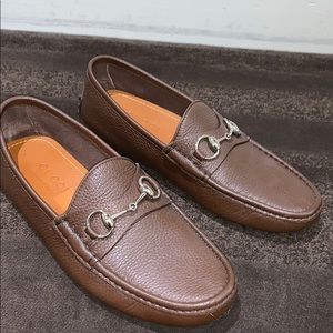 Gucci Leather driver with Horsebit in Brown, 7US